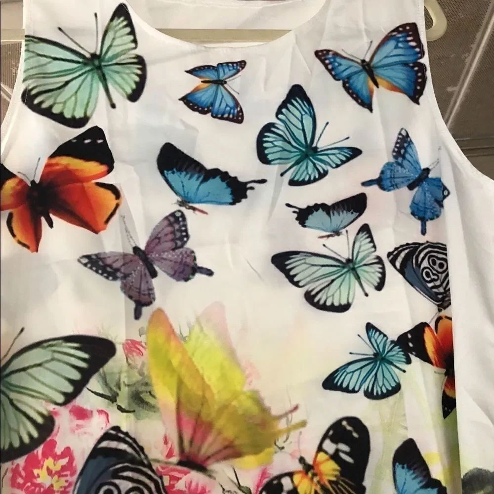 Lightweight sleeveless cute butterfly dress